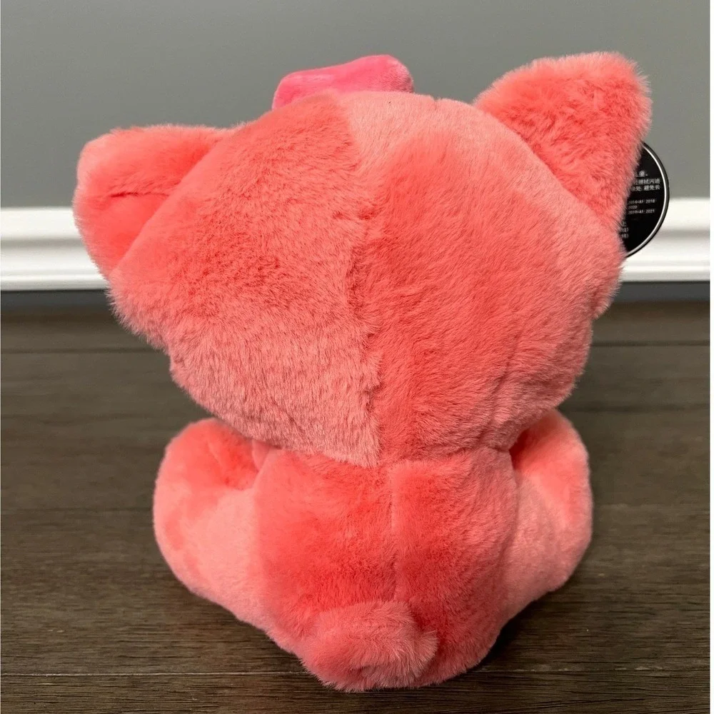 Implication Toys Kawaii Pink Fox Plush Stuffed Animal Yellow Bow Tie NWT 8